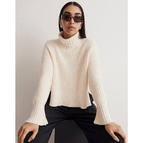 MADEWELL-Wide Rib Turtleneck Sweater- Antique Cream-M-NWT - Picture 10 of 10